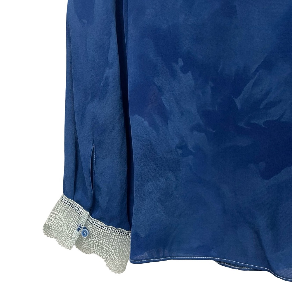 Reiss Blue Blouse with White Accents - Picture 4 of 11